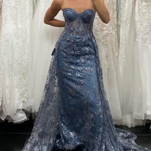 Elegant dress smoky blue corset top size 4